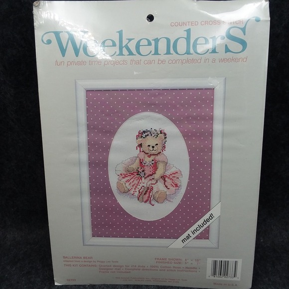 VTG Weekenders‎ Ballerina Bear Counted Cross Stitch Kit Needlepoint Project 5x7 - Picture 1 of 3